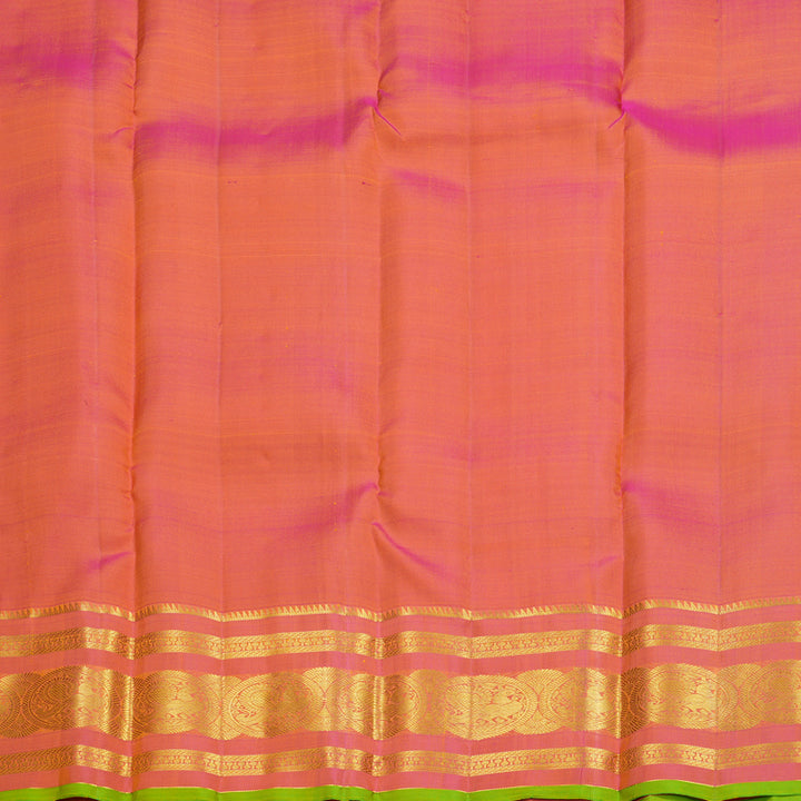 Hayagrivas Handloom Yellow Kanjivaram Silk Saree with Onion Pink Border KBF752H7-13