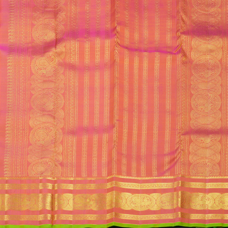 Hayagrivas Handloom Yellow Kanjivaram Silk Saree with Onion Pink Border KBF752H7-13