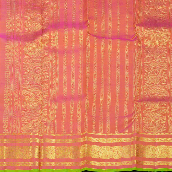 Hayagrivas Handloom Yellow Kanjivaram Silk Saree with Onion Pink Border KBF752H7-13