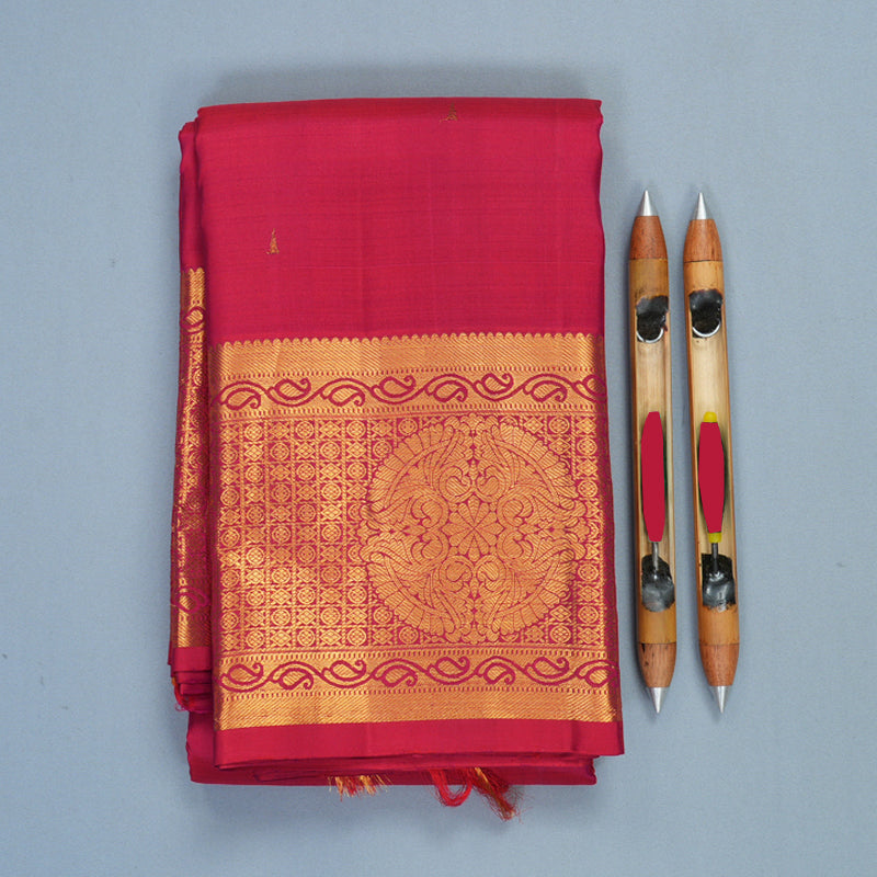 Hayagrivas Handloom Reddish-Pink Kanjivaram Silk Saree KBF752H7-3