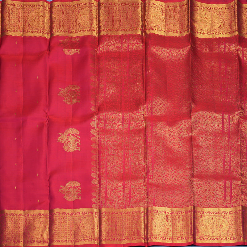 Hayagrivas Handloom Reddish-Pink Kanjivaram Silk Saree KBF752H7-3