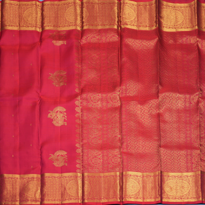 Hayagrivas Handloom Reddish-Pink Kanjivaram Silk Saree KBF752H7-3