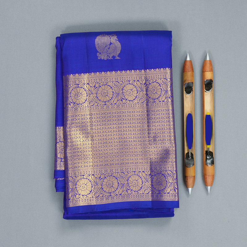 Hayagrivas Handloom MS Blue Kanjivaram Silk Saree KBF752H7-4