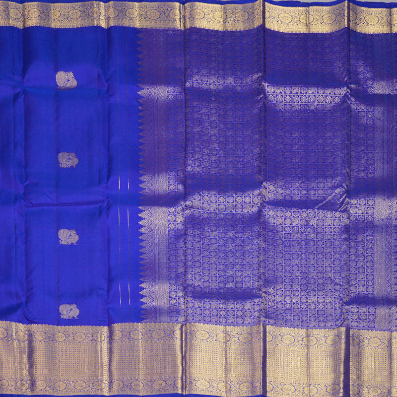 Hayagrivas Handloom MS Blue Kanjivaram Silk Saree KBF752H7-4