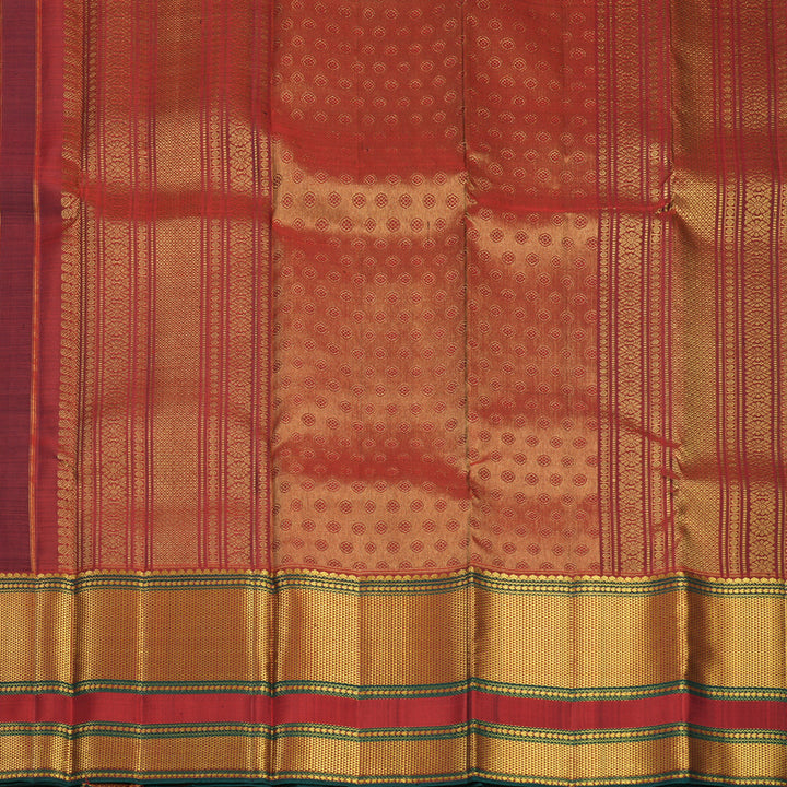 Hayagrivas Handloom Maroon Kanjivaram Silk Saree with Rusty Red Border KBF752H8-5