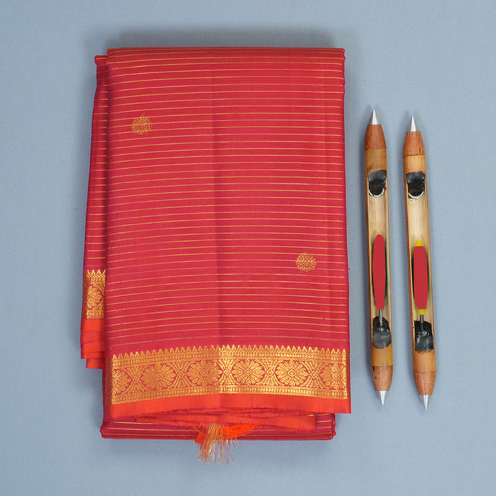 Hayagrivas Handloom Reddish-Pink Kanjivaram Silk Saree KBF752H9-2