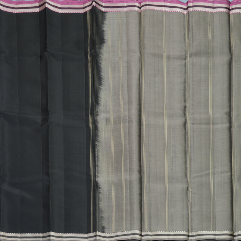 Hayagrivas Handloom Black Kanjivaram Silk Saree with Ganga Jamuna Border KBF754H2-3