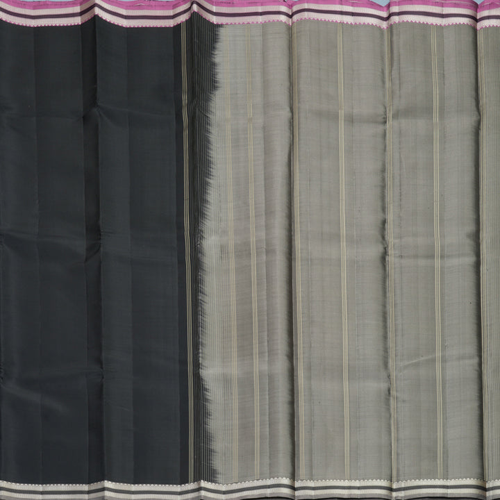 Hayagrivas Handloom Black Kanjivaram Silk Saree with Ganga Jamuna Border KBF754H2-3