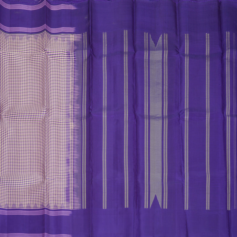 Hayagrivas Handloom Multicolour Checks Kanjivaram Silk Saree with Purplish-Blue Border KBF754H5-1