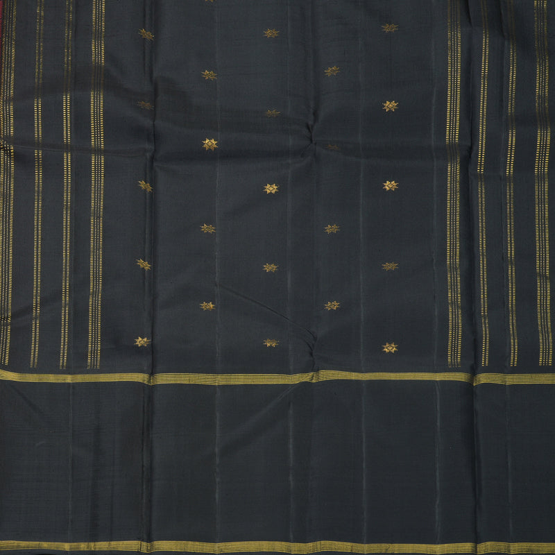 Hayagrivas Handloom Red Kanjivaram Silk Saree with Black Border KBF759H4-1