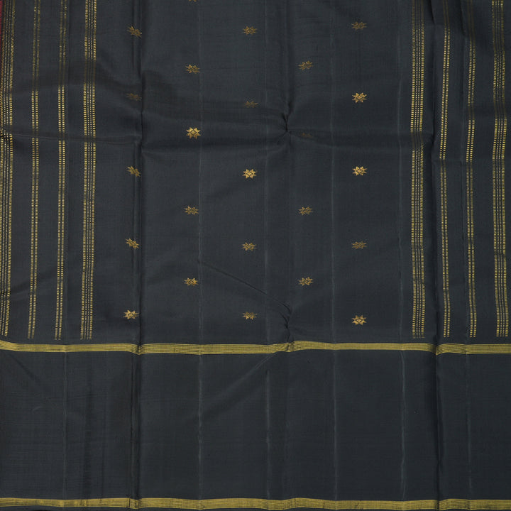 Hayagrivas Handloom Red Kanjivaram Silk Saree with Black Border KBF759H4-1