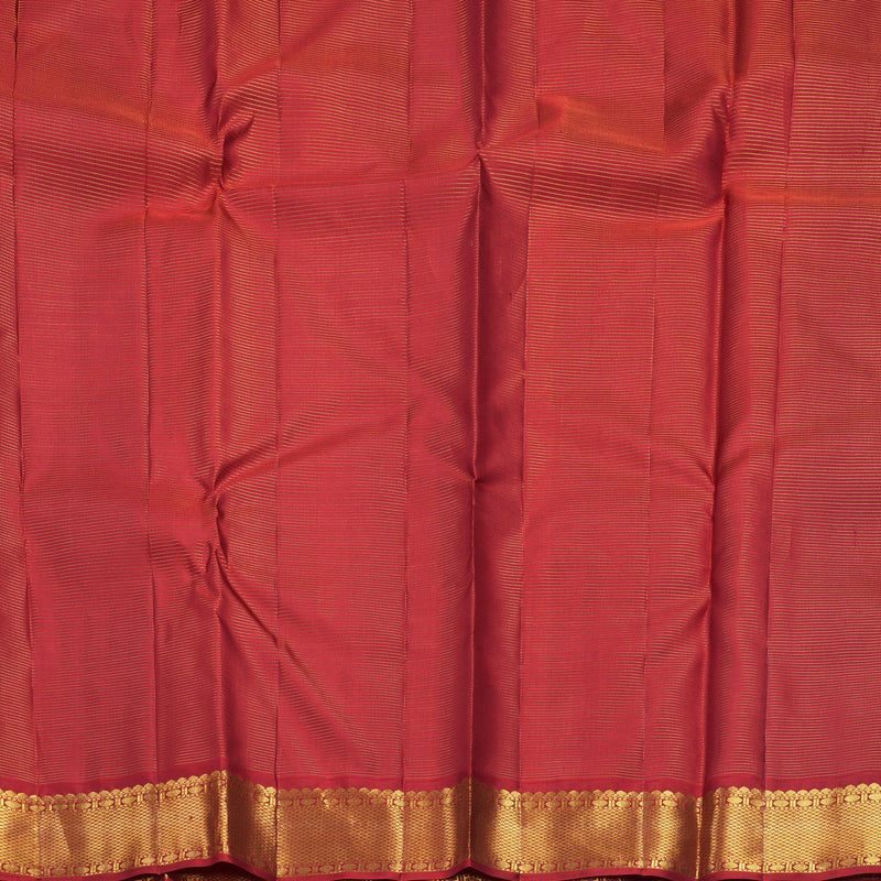 Hayagrivas Handloom Half-White Kanjivaram Silk Saree with Red Border KBF759H5-2