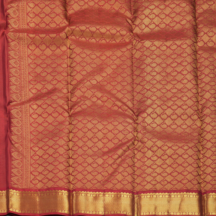 Hayagrivas Handloom Half-White Kanjivaram Silk Saree with Red Border KBF759H5-2