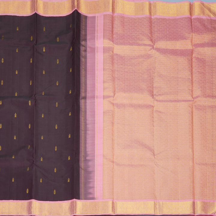 Hayagrivas Handloom Deep Wine Purple Kanjivaram Silk Saree with Rose Pink Border KBF759H8-1
