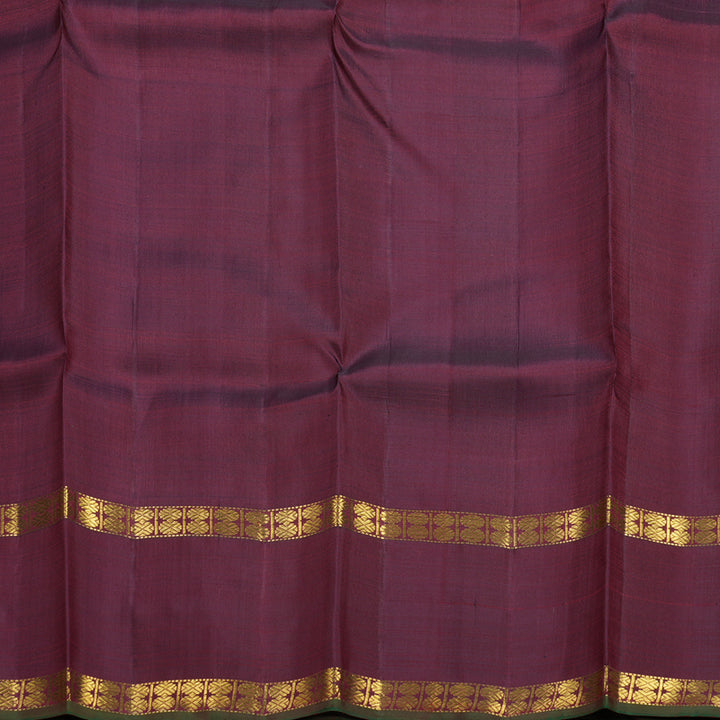 Hayagrivas Handloom Elephant Grey Kanjivaram Silk Saree with Wine Maroon Border KBF75D4-1
