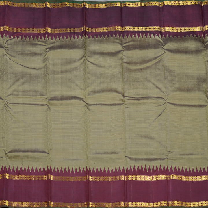 Hayagrivas Handloom Elephant Grey Kanjivaram Silk Saree with Wine Maroon Border KBF75D4-1