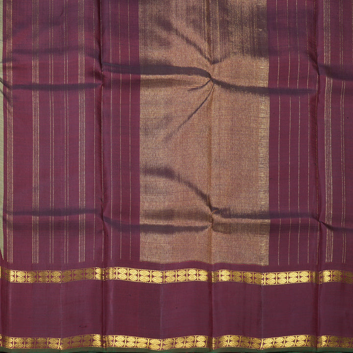 Hayagrivas Handloom Elephant Grey Kanjivaram Silk Saree with Wine Maroon Border KBF75D4-1