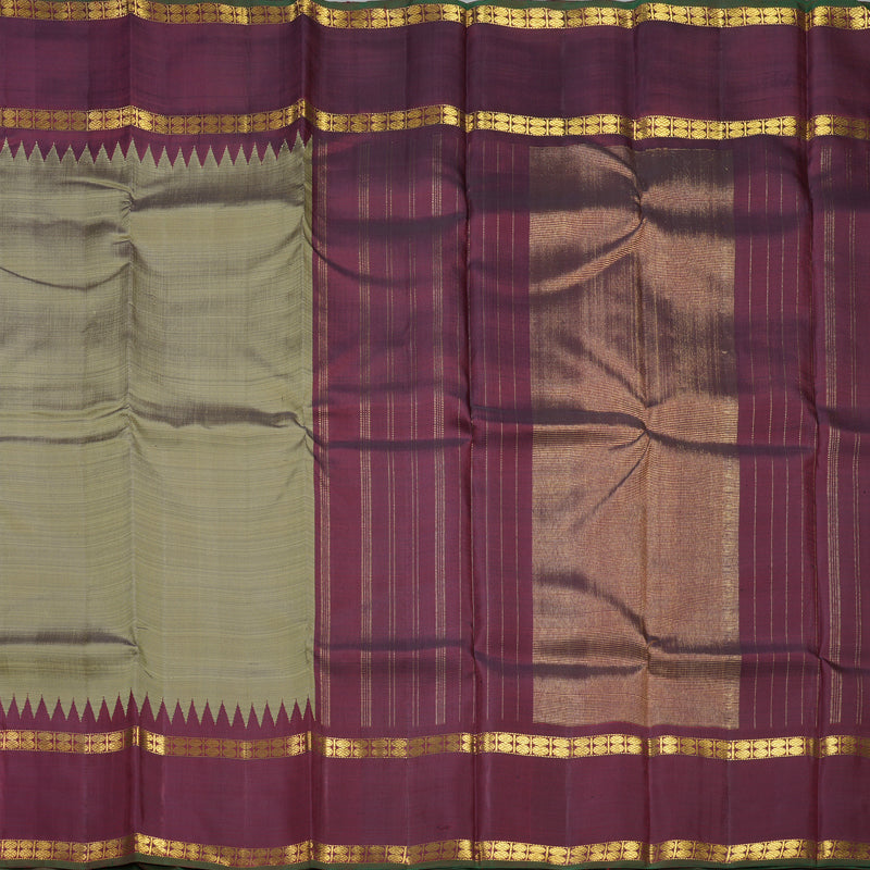 Hayagrivas Handloom Elephant Grey Kanjivaram Silk Saree with Wine Maroon Border KBF75D4-1