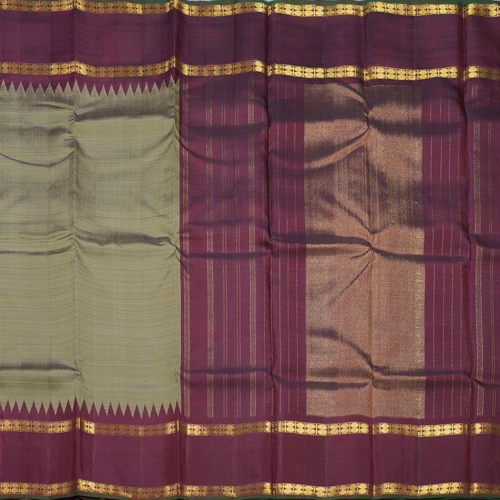 Hayagrivas Handloom Elephant Grey Kanjivaram Silk Saree with Wine Maroon Border KBF75D4-1