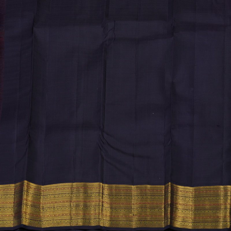 Hayagrivas Handloom Wine Maroon Kanjivaram Silk Saree with Nagapazham Border KBF75D5-1