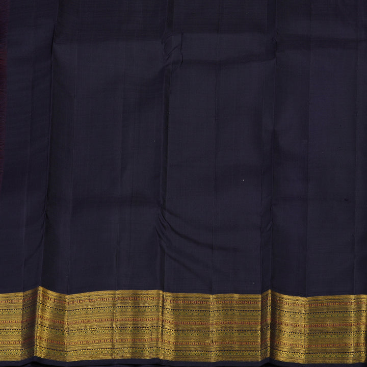 Hayagrivas Handloom Wine Maroon Kanjivaram Silk Saree with Nagapazham Border KBF75D5-1