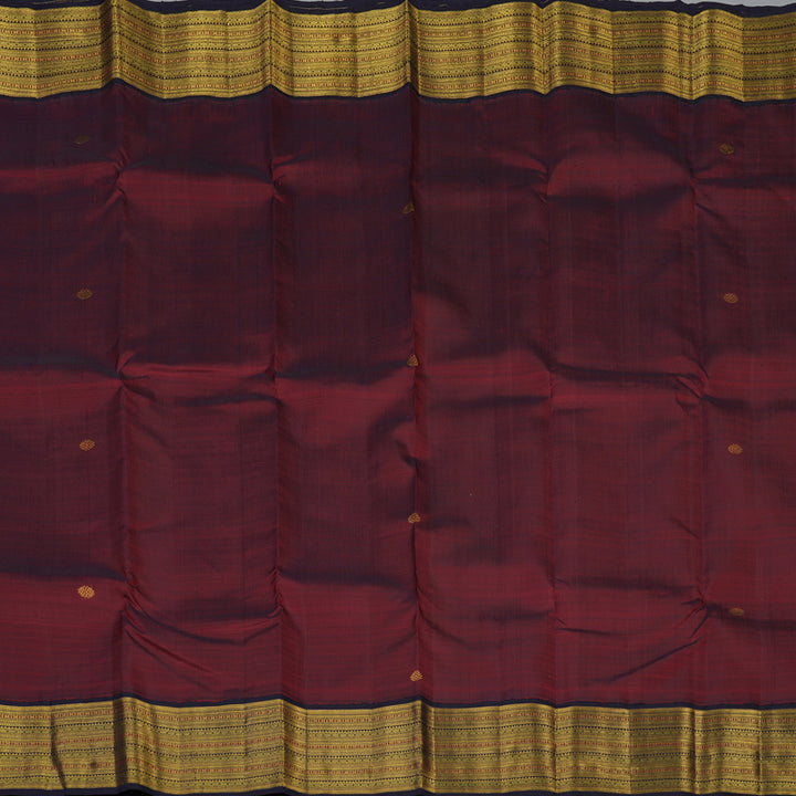Hayagrivas Handloom Wine Maroon Kanjivaram Silk Saree with Nagapazham Border KBF75D5-1