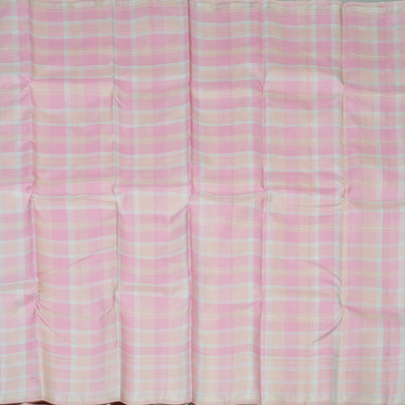 Hayagrivas Handloom Pink & Peach Multichecks Kanjivaram Silk Saree KBF75D7-1