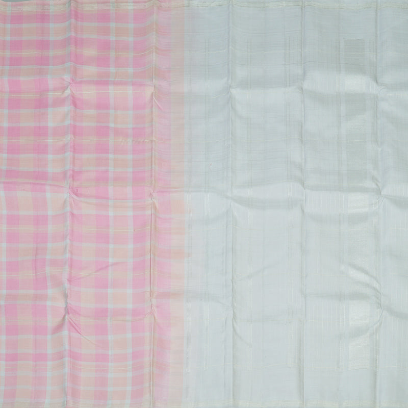 Hayagrivas Handloom Pink & Peach Multichecks Kanjivaram Silk Saree KBF75D7-1