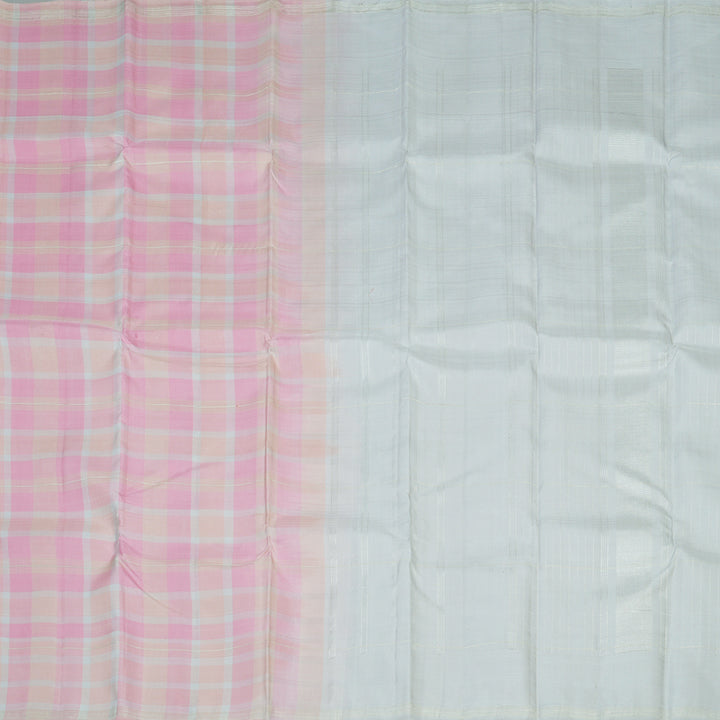 Hayagrivas Handloom Pink & Peach Multichecks Kanjivaram Silk Saree KBF75D7-1