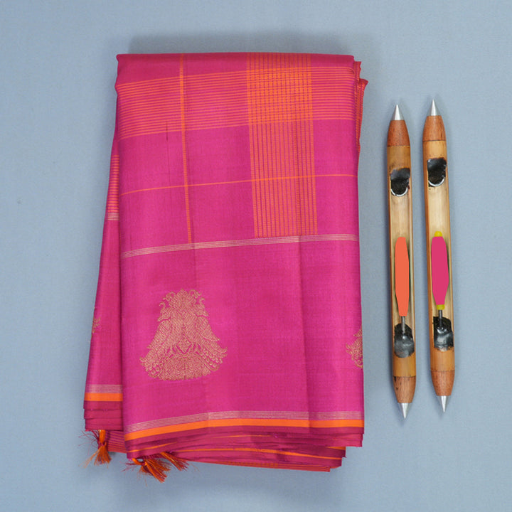 Hayagrivas Handloom Pink Kanjivaram Silk Saree KBF760H1-1