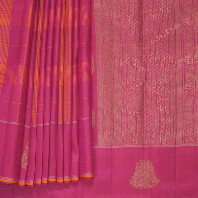 Hayagrivas Handloom Pink Kanjivaram Silk Saree KBF760H1-1