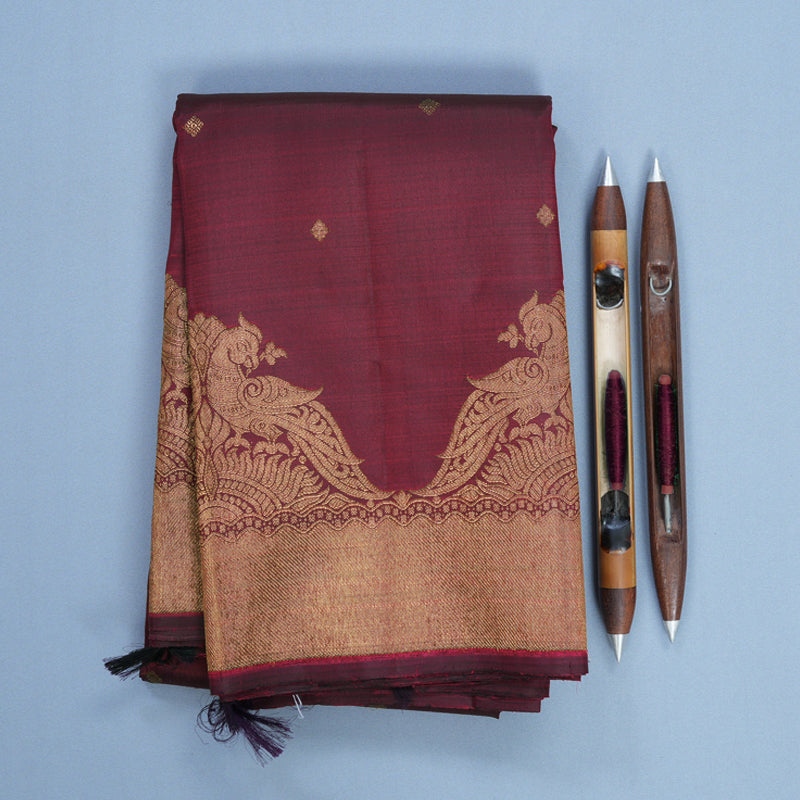 Hayagrivas Handloom Araku Maroon Kanjivaram Silk Saree KBF760H5-1