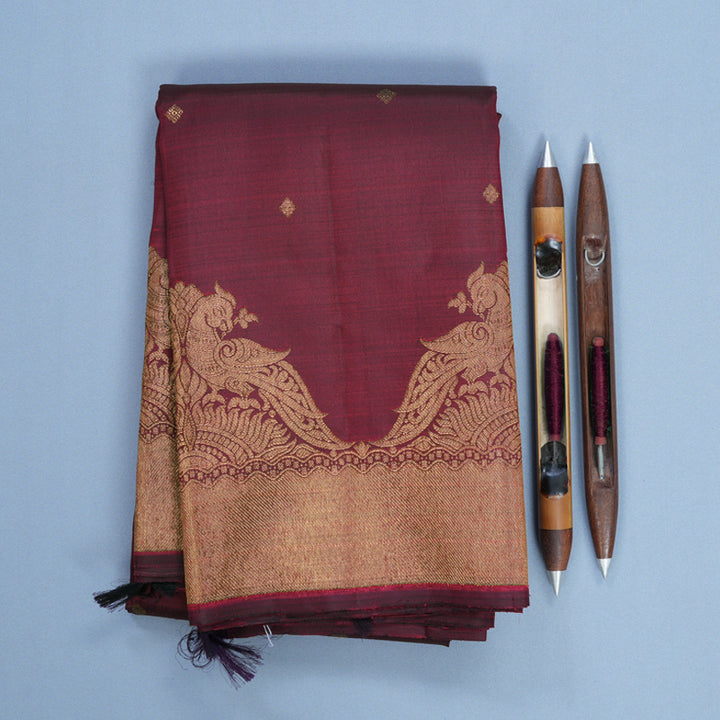 Hayagrivas Handloom Araku Maroon Kanjivaram Silk Saree KBF760H5-1
