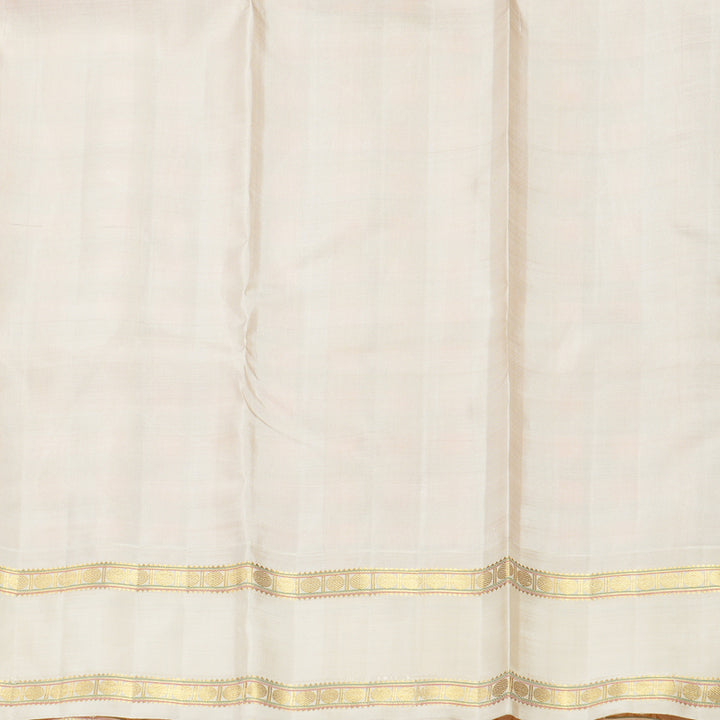 Hayagrivas Handloom Maroon &amp; Orange Checks Kanjivaram Silk Saree with Ivory Border KBF760H8-1