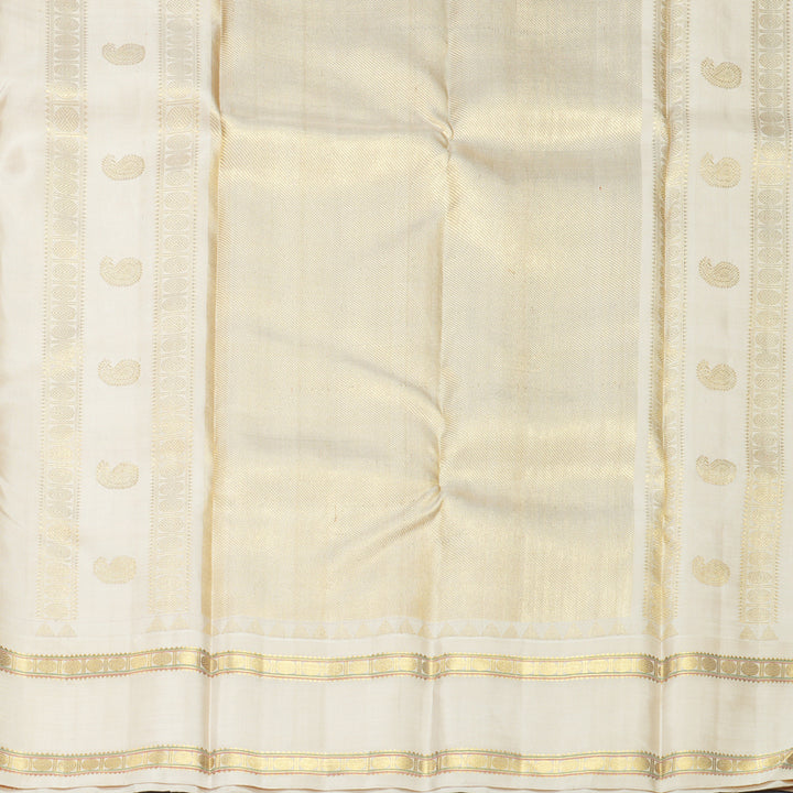 Hayagrivas Handloom Maroon &amp; Orange Checks Kanjivaram Silk Saree with Ivory Border KBF760H8-1