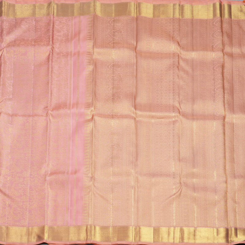 Hayagrivas Handloom Peach Pink Kanjivaram Silk Saree KBF765H1-1
