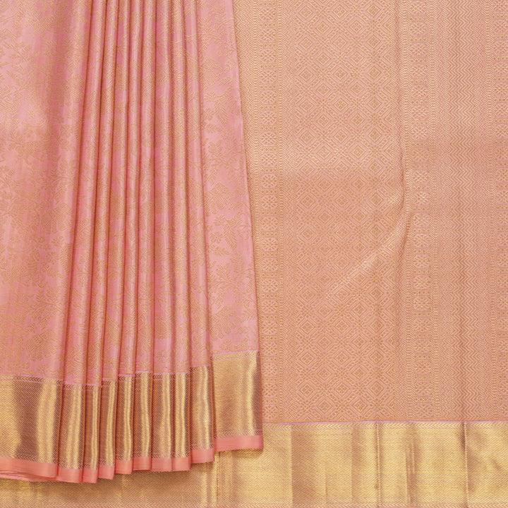 Hayagrivas Handloom Peach Pink Kanjivaram Silk Saree KBF765H1-1