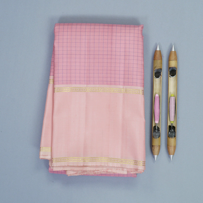Hayagrivas Handloom Rose Pink Kanjivaram Silk Saree with Peach Pink Border KBF766H1-1