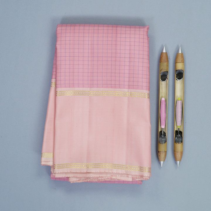 Hayagrivas Handloom Rose Pink Kanjivaram Silk Saree with Peach Pink Border KBF766H1-1
