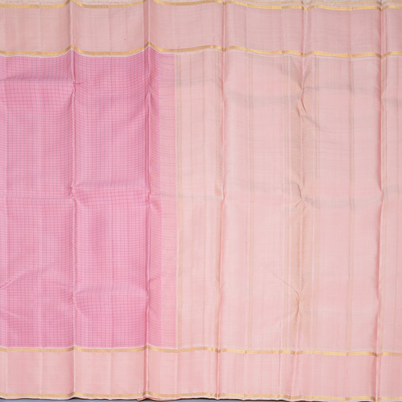 Hayagrivas Handloom Rose Pink Kanjivaram Silk Saree with Peach Pink Border KBF766H1-1