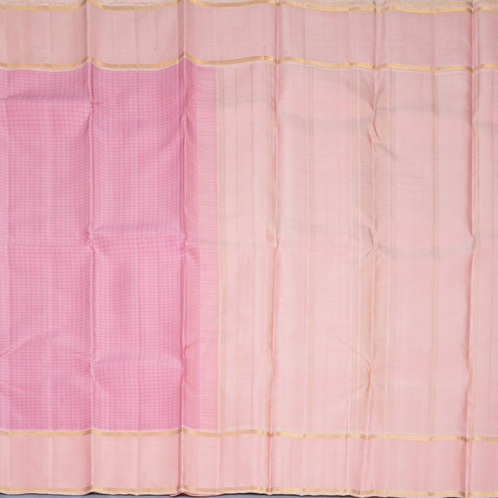 Hayagrivas Handloom Rose Pink Kanjivaram Silk Saree with Peach Pink Border KBF766H1-1