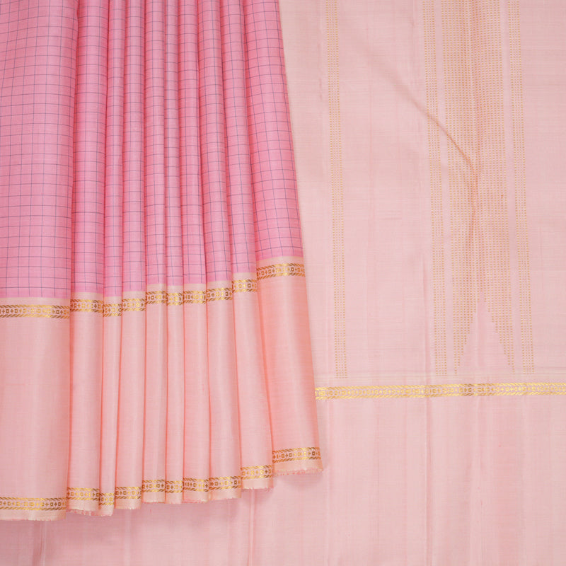 Hayagrivas Handloom Rose Pink Kanjivaram Silk Saree with Peach Pink Border KBF766H1-1
