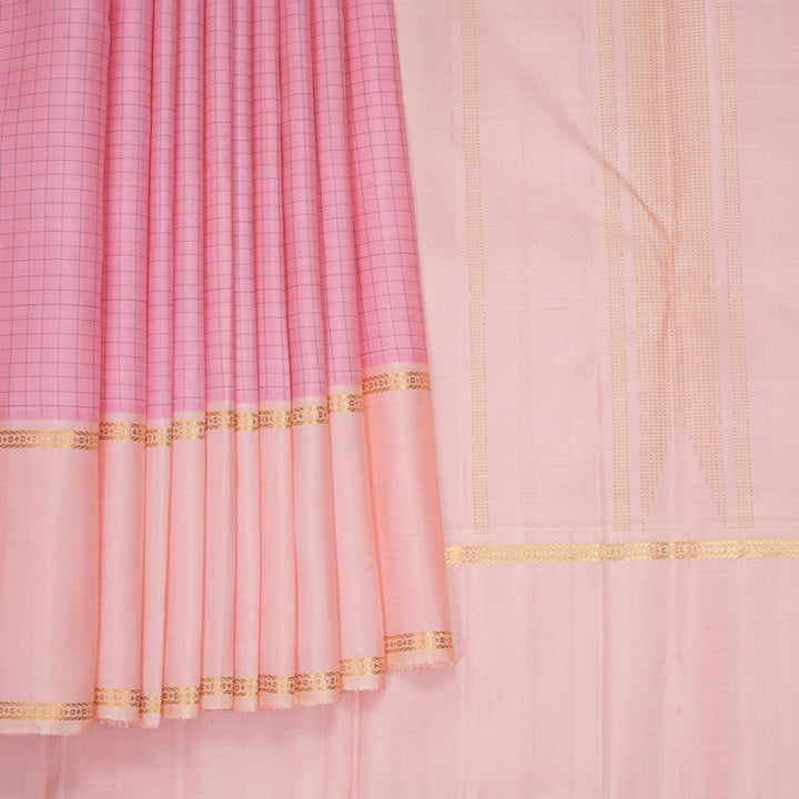 Hayagrivas Handloom Rose Pink Kanjivaram Silk Saree with Peach Pink Border KBF766H1-1