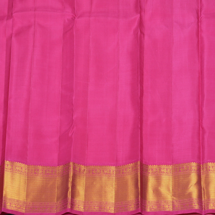 Hayagrivas Handloom Yellow Kanjivaram Silk Saree with Pink Border KBF767H1-1