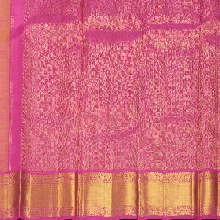Hayagrivas Handloom Yellow Kanjivaram Silk Saree with Pink Border KBF767H1-1