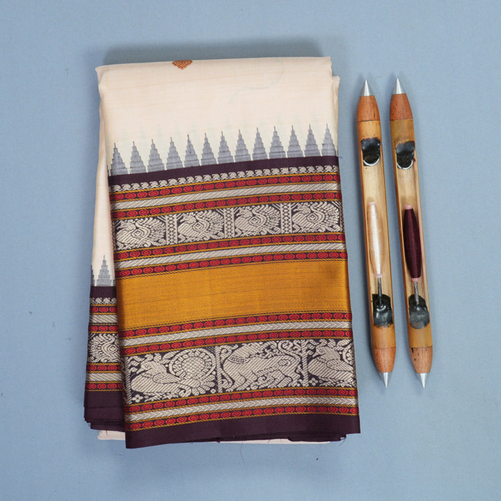 Hayagrivas Handloom Sandal Kanjivaram Silk Saree with Nagapazham Border KBF768H2-1