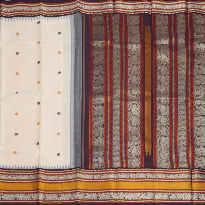 Hayagrivas Handloom Sandal Kanjivaram Silk Saree with Nagapazham Border KBF768H2-1