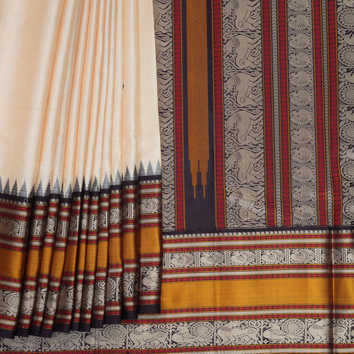 Hayagrivas Handloom Sandal Kanjivaram Silk Saree with Nagapazham Border KBF768H2-1