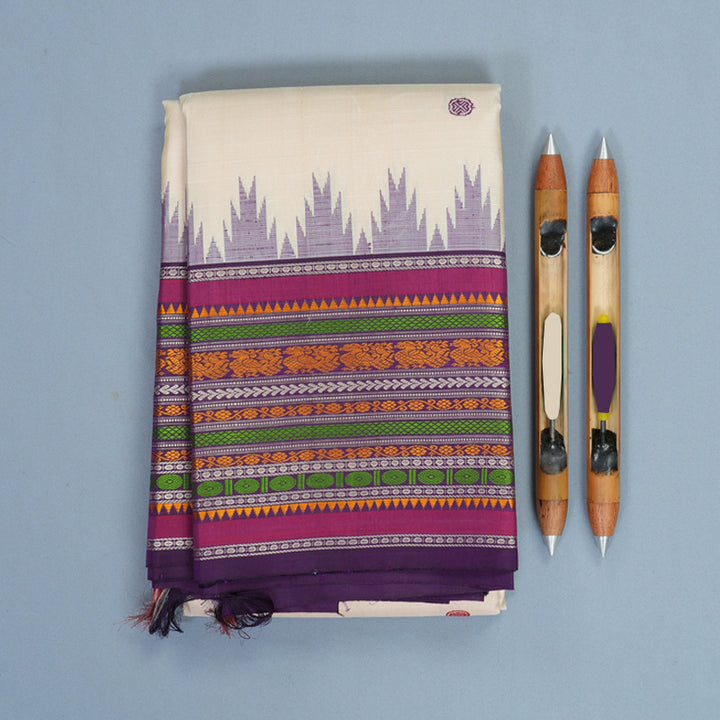 Hayagrivas Handloom Sandal Kanjivaram Silk Saree with Purple Border KBF768H2-5