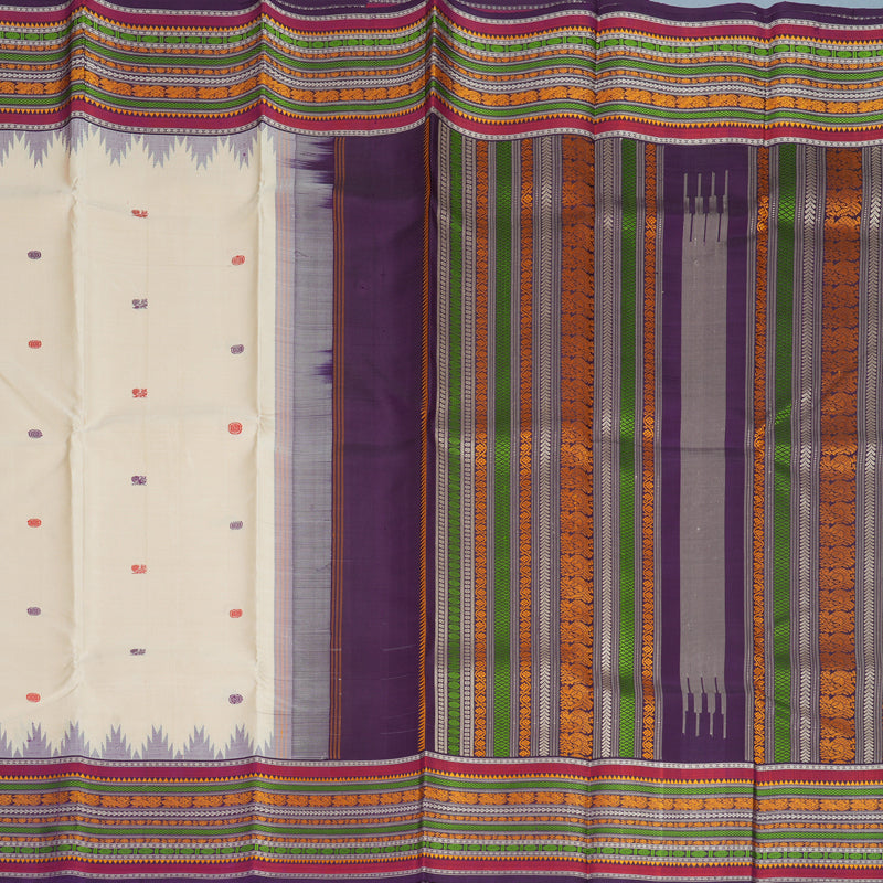Hayagrivas Handloom Sandal Kanjivaram Silk Saree with Purple Border KBF768H2-5